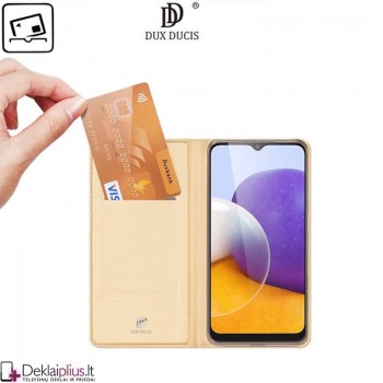 Dux Ducis dirbtinės odos atverčiamas dėklas - auksinės spalvos (telefonui Samsung A22 5G) Dux Ducis dirbtinės odos atverčiamas dėklas - auksinės spalvos (telefonui Samsung A22 5G)